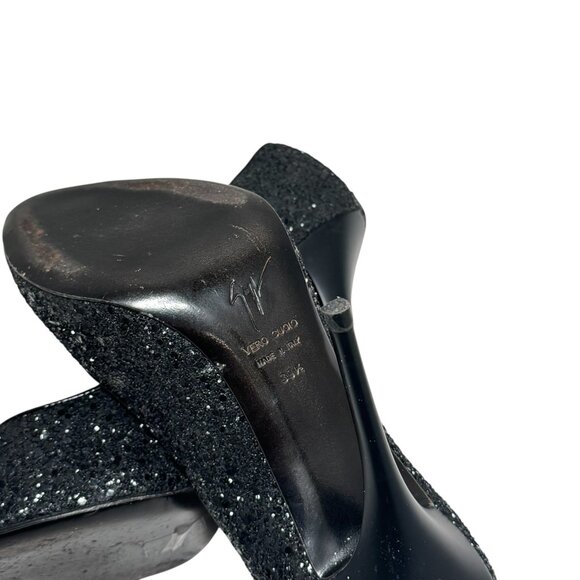 Giuseppe Zanotti Black Silver Glitter Stiletto Pumps 39.5 Heels - Picture 11 of 12